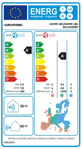 Grundig klima uređaj GEHPK 185/GEHPK 186 5.3 kW