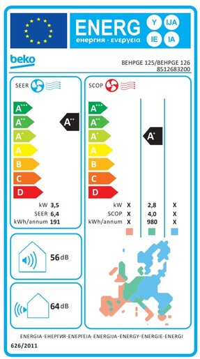 Beko klima uređaj BEHPGE 125/BEHPGE 126 3.5 kW