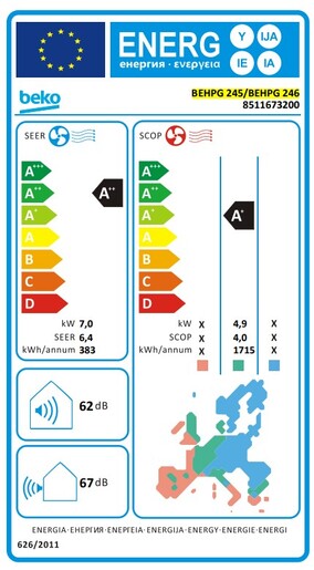 Beko klima uređaj BEHPG 245/BEHPG 246 7.0 kW