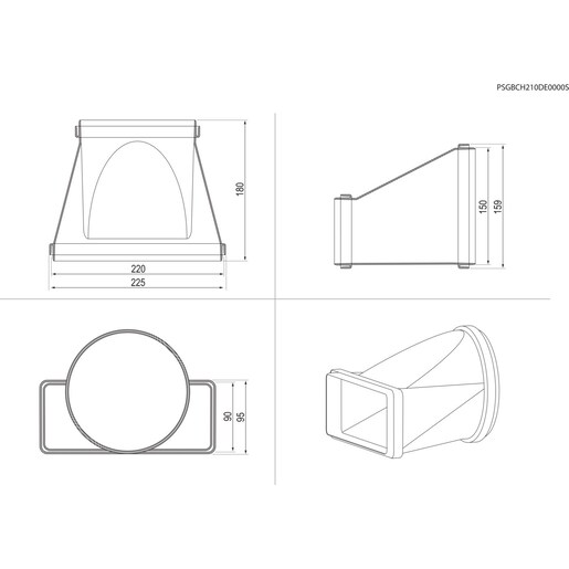 Electrolux redukcija ravna iz pravokutne cijevi na okruglu fi 150mm M2CKCF02U