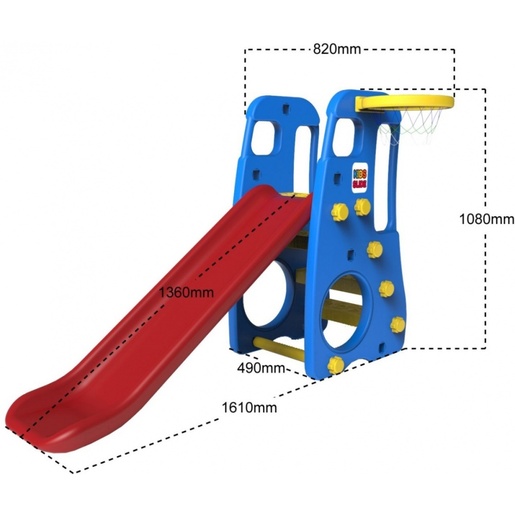 Joko 3u1 ljuljačka, tobogan i košarka, plavi set