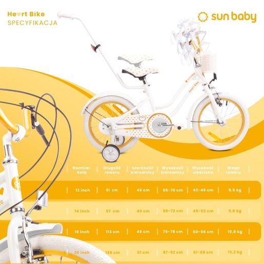 SUNBABY dječji bicikl Heart 20″, bijelo/zlatni