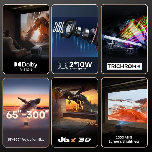 Hisense 65"-300" Laser TV C2, 4K UHD Smart mini projector, Sound by JBL, DTS Virtual:X