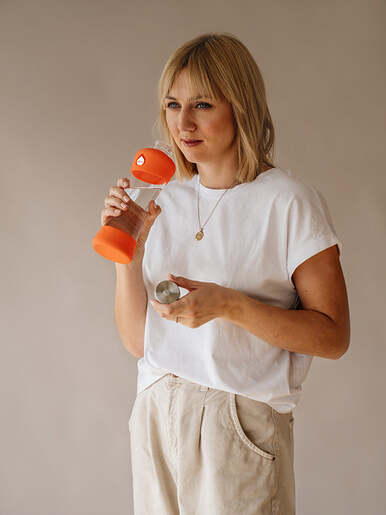 EQUA, staklena boca, Active Tangerine, silikonska zaštita, BPA, BPF i BPS-free, 550ml