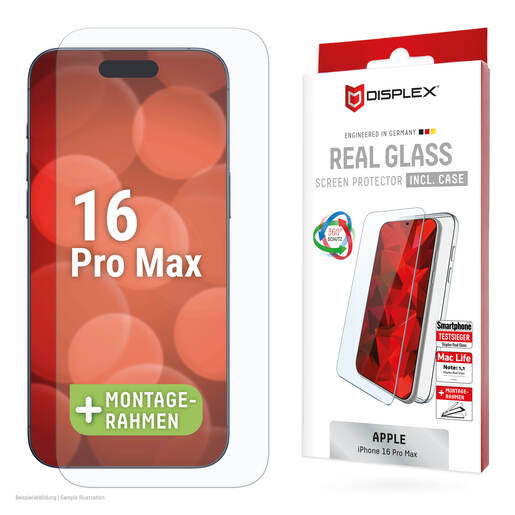 Zaštitno staklo DISPLEX Real Glass 2D + prozirna maskica za iPhone 16 Pro Max