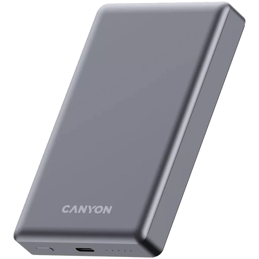 CANYON power bank OnPower 510, slim, Magsafe, 10000 mAh, sivi