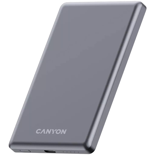 CANYON power bank OnPower 505, slim, Magsafe, 5000 mAh, sivi