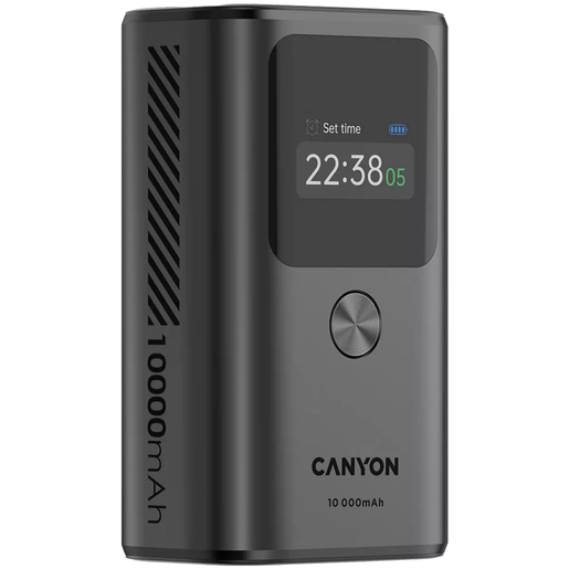 CANYON power bank OnPower 130, TFT, 10000 mAh, sivi