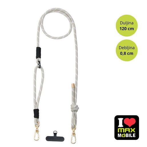 MaxMobile vezica za mobitel 8mm, 2u1, bež/zlatna/bijela