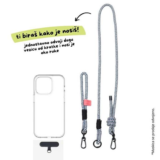 MaxMobile vezica za mobitel 8mm, 2u1, Hand Made, sivo/roza