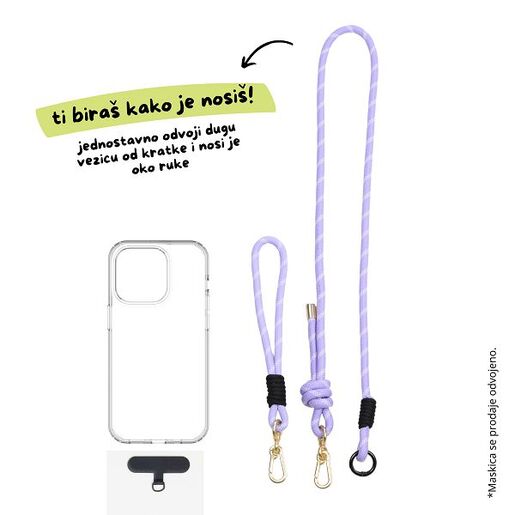 MaxMobile vezica za mobitel 8mm, 2u1, ljubičasto/bijela