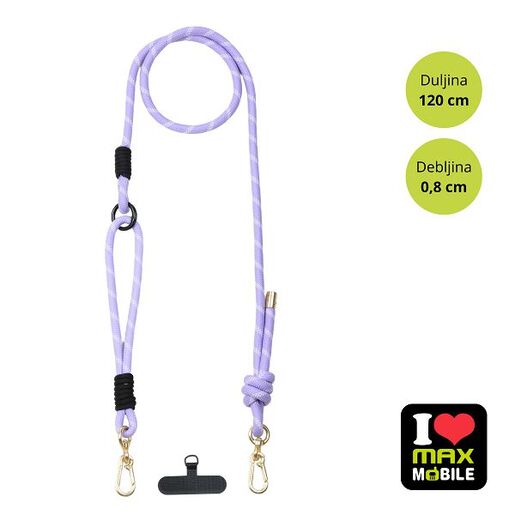 MaxMobile vezica za mobitel 8mm, 2u1, ljubičasto/bijela