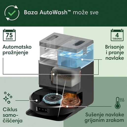 iRobot robotski usisavač Roomba Plus 505 Combo + Baza AutoWash, crni