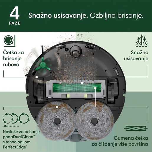 iRobot robotski usisavač Roomba Plus 505 Combo + Baza AutoWash, crni