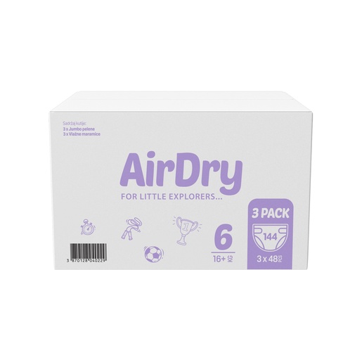 Violeta Pelene Air Dry Junior+, vel. 6 (144 kom) mjesečno pakiranje od 3 paketa