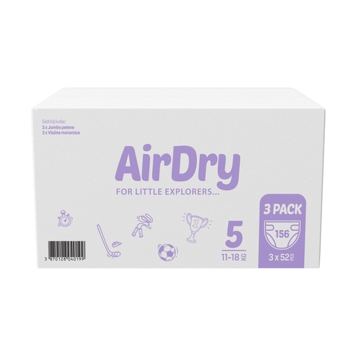 Violeta Pelene Air Dry Junior, vel. 5 (156 kom) mjesečno pakiranje od 3 paketa