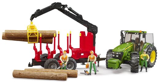 Bruder traktor John Deere 7R 350 s prikolicom i 4 trupca