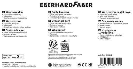 Voštane pastele Eberhard Faber Colori, trokutaste, 12 boja