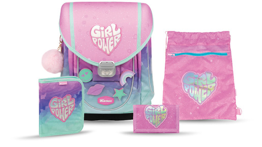 Školska torba set, anatomska, 4u1, Karbon, ABC A GIRL’S WORLD
