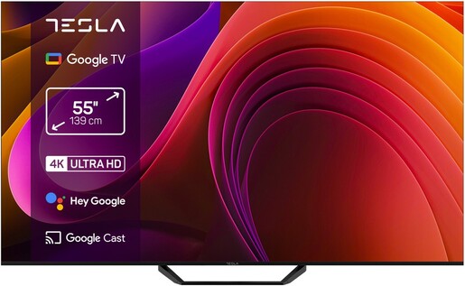 Tesla 55E655BUS LED TV 55" ultra HD, Google TV smart, DVB-T2/C/S2