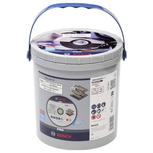 BOSCH lijepljena rezna ploča PRO Stainless Steel and Metal 125 x 1 x 22,23 mm, ravna, 100 kom u kantici