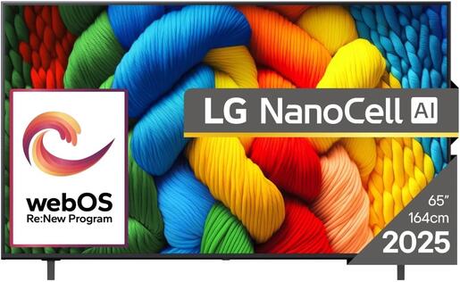 LG 65" NanoCell AI TV 65NANO80A3B, 4K UHD, webOS Smart TV, HDR10