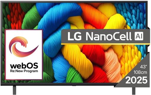 LG 43" NanoCell AI TV 43NANO80A3B, 4K UHD, webOS Smart TV, HDR10