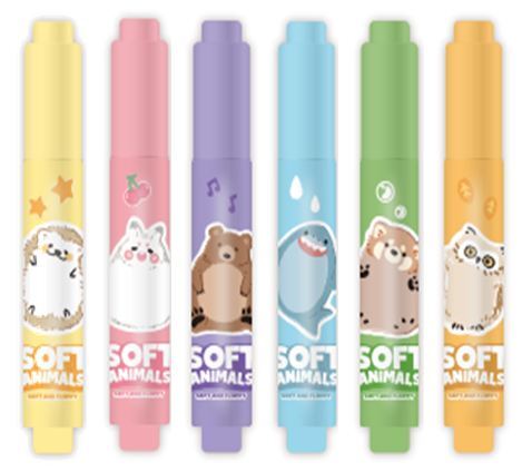 Marker flomaster, M&G, mini fluo, Soft Animals, komplet od 6 kom