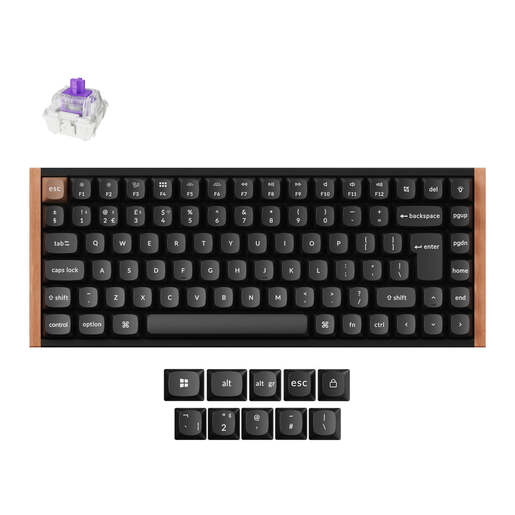 Keychron K2 HE Swappable, Hall Effect tipkovnica, bežična, Gateron Magnetic Nebula switch, UK ISO, HR znakovi, crna (Special Edition)