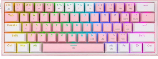 Redragon Fizz K617 RGB, mehanička tipkovnica, bežična, Red switch, rozo/bijela