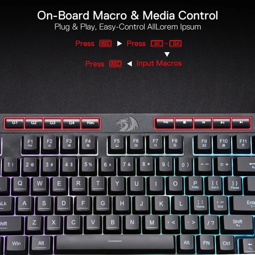 Redragon Shiva PRO K515-RGB, membranska tipkovnica, bežična, crna