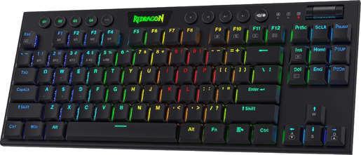 Redragon Horus K621RGB-PRO, mehanička tipkovnica, bežična, Red switch, crna