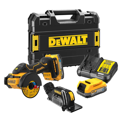 DEWALT mini akumulatorska kutna pila DCS438E2T-QW (18V XR 2X1,7AH POWERSTACK s punjačem, TSTAK, 76MM)