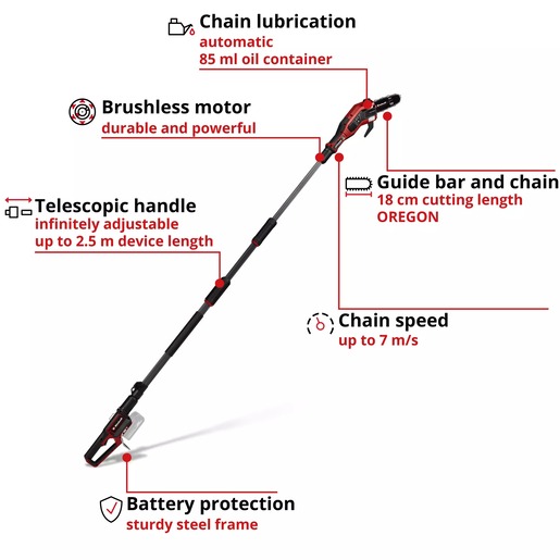 EINHELL aku teleskopska lančana pila GP-LC 18/20 Li BL T-Solo