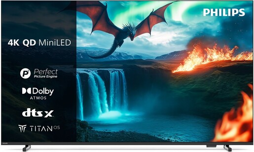 Philips 65" QD-Mini LED TV 65MLED820/12, 4K UHD, Titan OS Smart TV, P5 Perfect Picture Engine, Dolby Atmos
