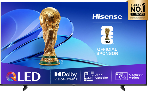 Hisense 50" QLED TV 50E7Q, 4K UHD, VIDAA Smart TV, Dolby Vision-Atmos, AI 4K Upscaler