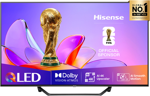 Hisense 43" QLED TV 43A7Q, 4K UHD, VIDAA Smart TV, Dolby Vision-Atmos, AI Smooth Motion