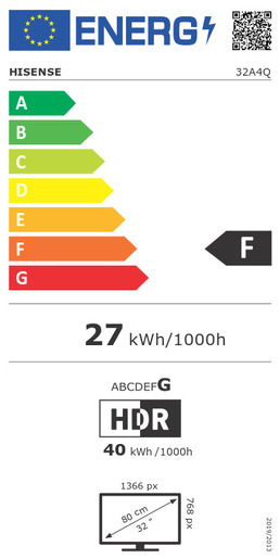 Hisense 32" LED TV 32A4Q, HD Ready, VIDAA Smart TV, Natural Colour Enhancer