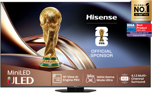 Hisense 65" ULED Mini-LED TV 65U8Q, 4K UHD, VIDAA Smart TV, Hi-View AI Engine PRO, 165Hz Game Mode Ultra