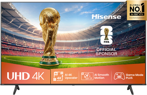 Hisense 65" LED TV 65A6Q, 4K UHD, VIDAA Smart TV, AI 4K Upscaler, AI Smooth Motion