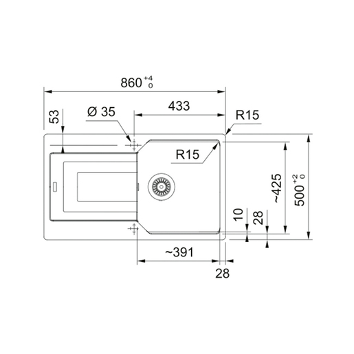 Franke sudoper Urban Black Collection UBG 611-86 A