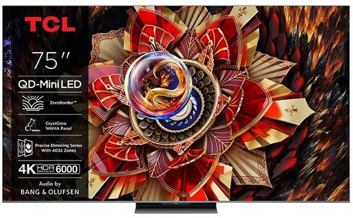 TCL 75" QD-Mini LED TV 75C9K, 4K HDR Premium 6000, Google TV, 144Hz Motion Clarity Pro, Audio by BANG & OLUFSEN