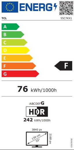 TCL 55" QD-Mini LED TV 55C7K, 4K HDR Premium 2600, Google TV, 144Hz Motion Clarity Pro, Audio by BANG & OLUFSEN
