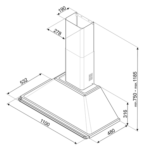 Smeg kuhinjska napa KT110PE Cortina