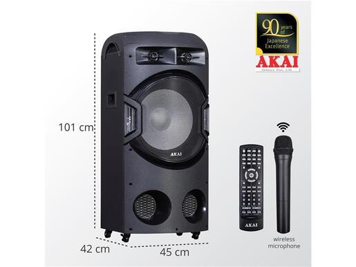 AKAI karaoke 120W, FM, DJ mikseta, dual ulazi, daljinski, bež mikrofon DJ-BY4L