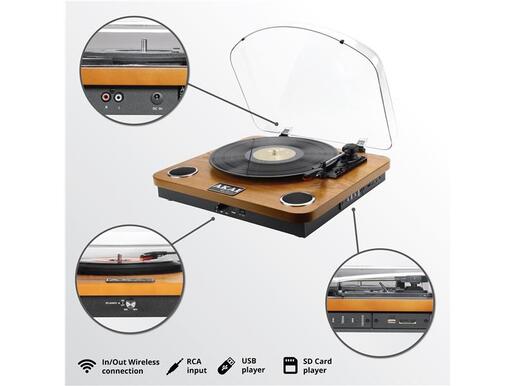AKAI gramofon, USB, SD, BT, ugrađeni zvučnici, drvo ATT-11BTN