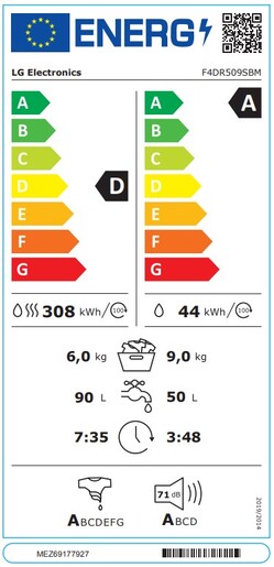 LG perilica sušilica rublja F4DR509SBM