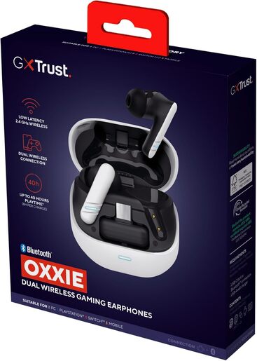 Trust GXT 409 Oxxie, In-Ear, bežične gaming slušalice, crno/bijele