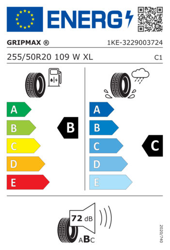 Gripmax 255/50R20 Stature HT XL 109W,Pot: B,Pri: C,Buka: 72dB