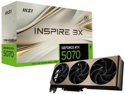Grafička kartica MSI, nVidia RTX 5070 12G INSPIRE 3X OC GDDR7, PCIe 5.0, 3x Display port, 1x HDMI